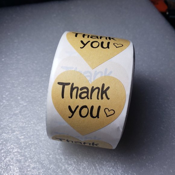 Other - 500 pieces Heart Kraft Thank you stickers
